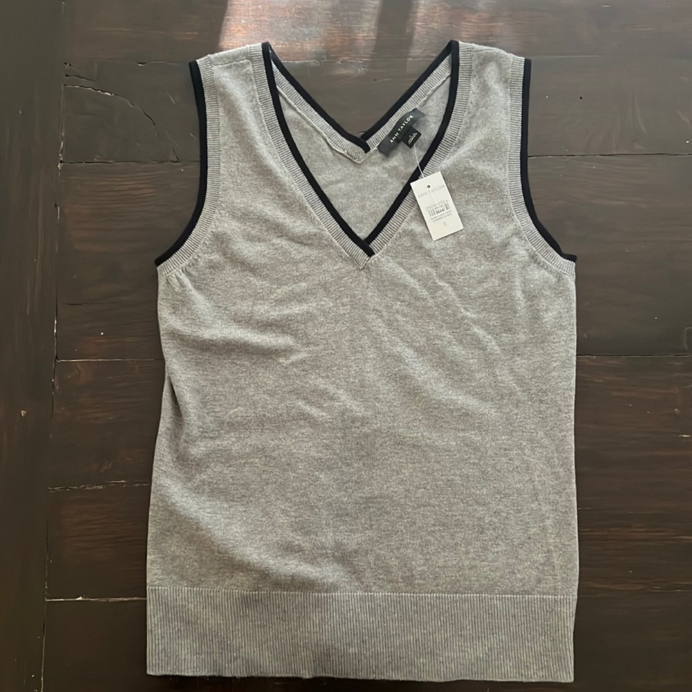 NWT Ann Taylor Cotton/Modal Gray Knit Vest